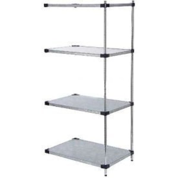 Global Equipment Nexel    4 Tier Shelving Add-On Unit, Solid Galvanized Steel, 72"Wx24"Dx54"H 189994